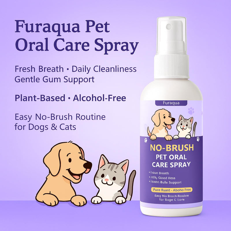 Furaqua Pet Dental Spray for Dogs & Cats – Enzyme-Based Oral Care Mist with Hypochlorous Acid & Galla Japonica to Freshen Breath, Support Clean Teeth and Promote Healthy Gums (1)