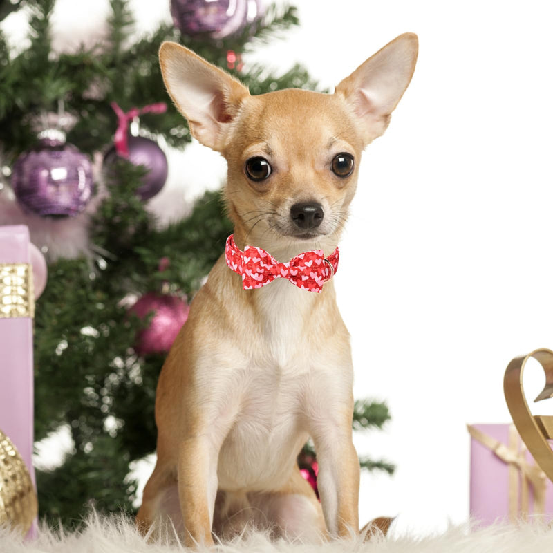 Unique Style Paws Valentine's Day Dog Collar with Bow Love Heart Cotton Dog Collars Gift Wedding for Small Medium Large Dogs Red pink love - BeesActive Australia