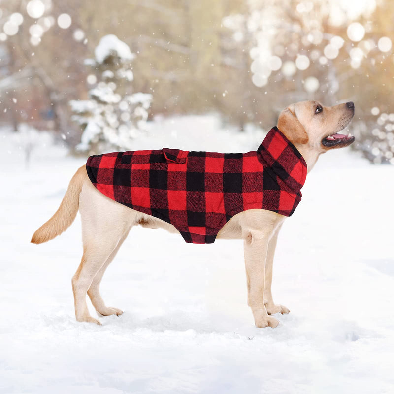 Malier Dog Winter Coat, Classic Plaid Fleece Dog Cold Weather Coats Dog Jacket with Pocket, Windprood Warm Dog Coat Vest Winter Pet Clothes Apparel for Small Medium Large Dogs (Red, X-Large) Red - BeesActive Australia