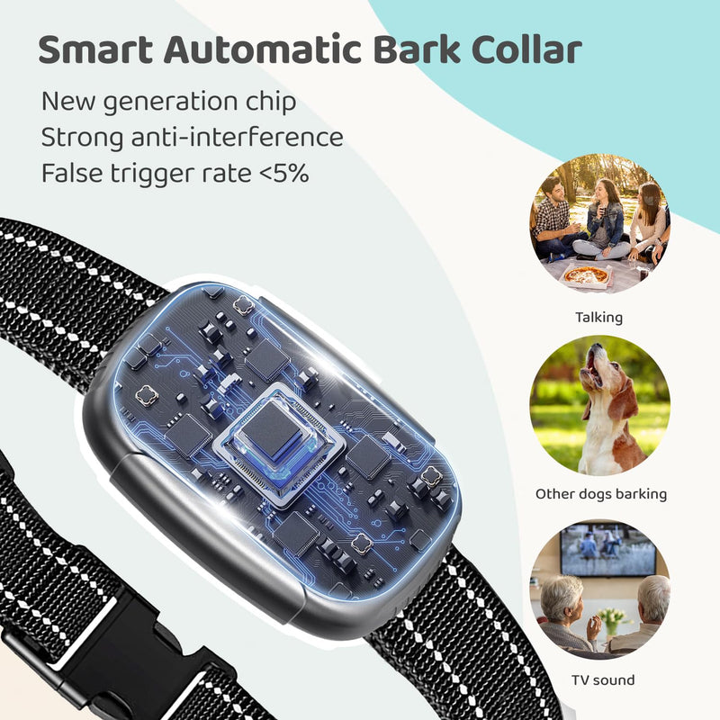 Dog Bark Collar Effective No Bark Training for Dogs of Large Medium and Small Rechargeable Anti Bark Collar for Dogs Automatic Bark Collar with 5 Adjustable Sensitivity Beep and Vibration Modes Black - BeesActive Australia
