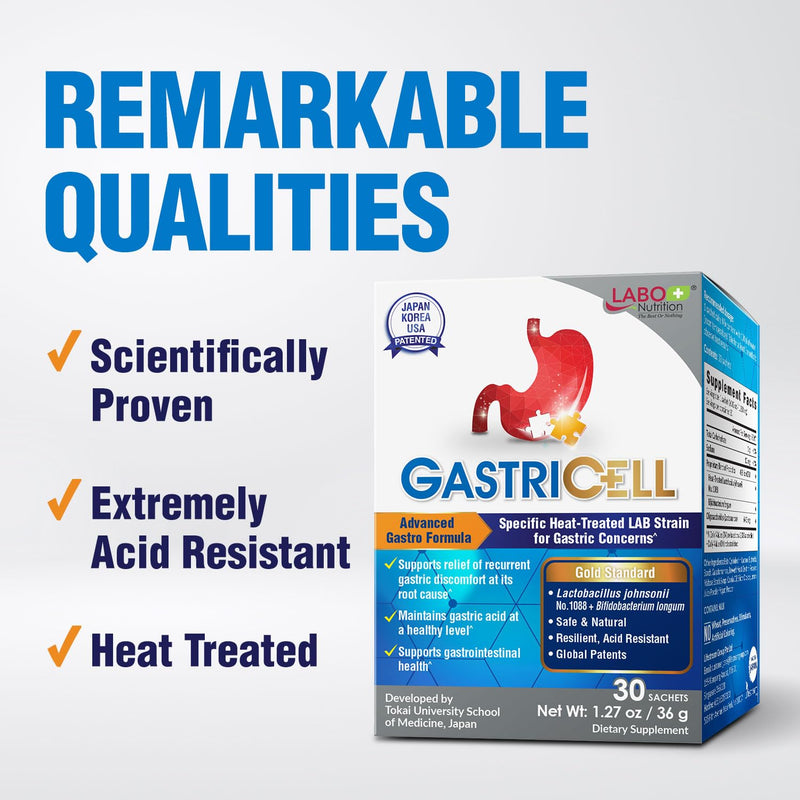 LABO Nutrition GASTRICELL - Acid Reflux, Heartburn, Recurring Gastric Discomfort, Natural Defence Against Gastric Distress 30 sachets 1