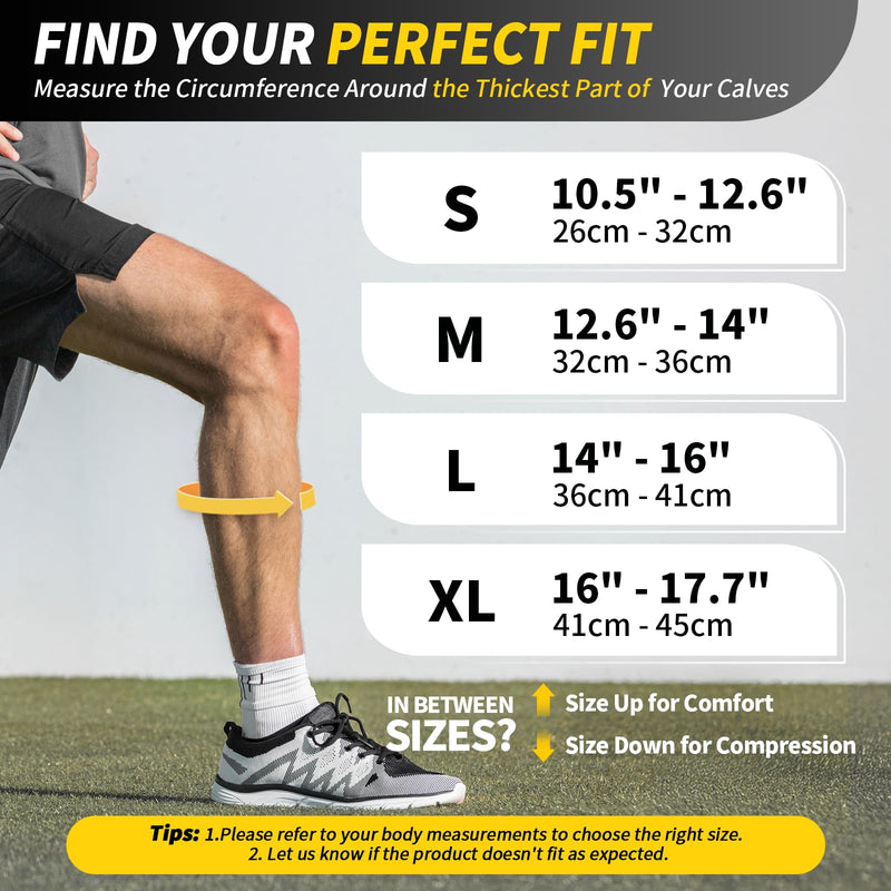 CAMBIVO Gradient Calf Compression Sleeves, 20-30 mmHg Medical Footless Compression Socks for Shin Splints, Leg Fatigue, Travel, Running, Standing & Daily Wear – Stylish Leg Support for Men & Women Gray Large - BeesActive Australia