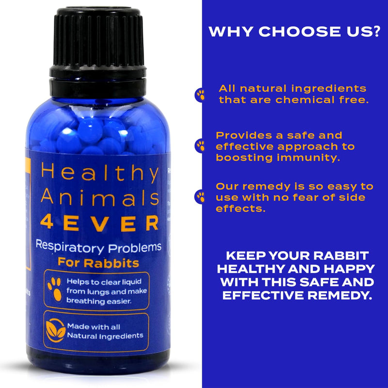 HealthyAnimals4Ever All-Natural Rabbit Respiratory Treatment | Effective Homeopathic Support for Respiratory Health | Preventive Care for Snuffles & URI Rabbit Breathing Relief Tablets | 300 Count - PawsPlanet Australia