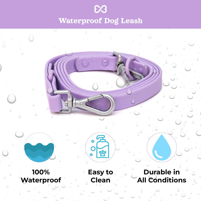 Waterproof Dog Leash | BearBone Double Ended Dog Leash | PVC Rubber Dog Leash with Dual Clip for Versatility | Lilac Dog Leash for Medium Dogs and Large Dogs (Lilac, Medium) - BeesActive Australia