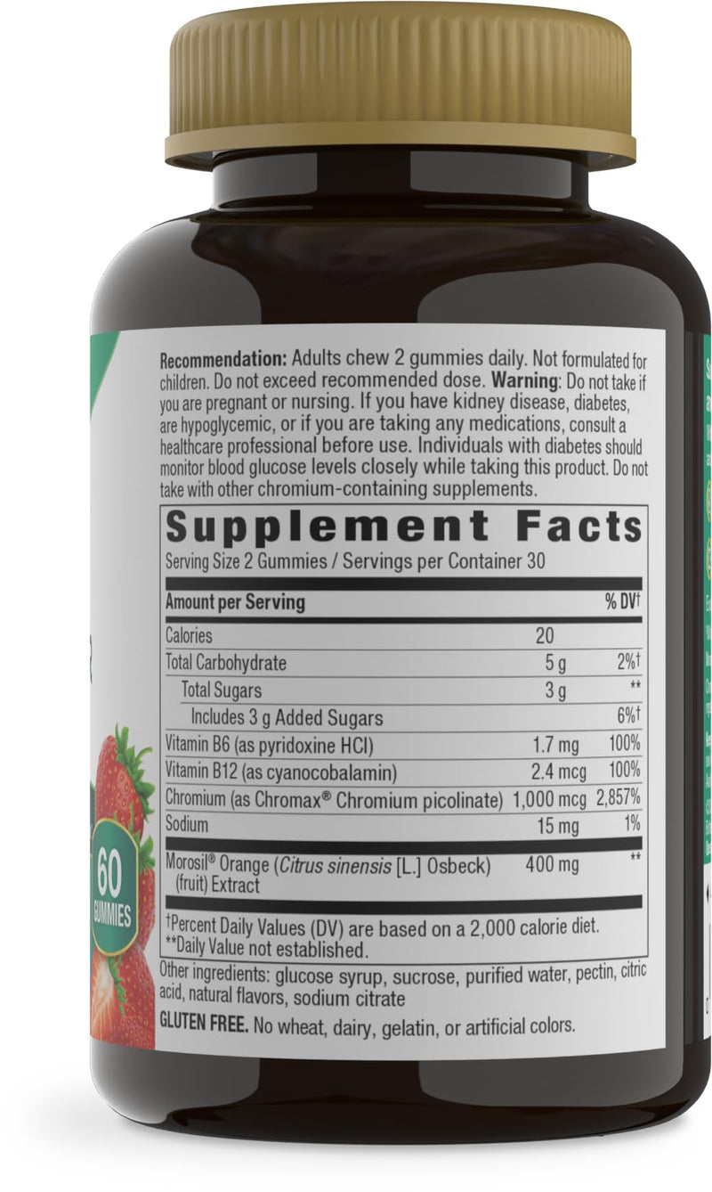 Nature's Way Weight Manager Gummy, Helps Manage Cravings*(1), 60 ct | Supports Energy Metabolism*, Promotes Abdominal Fat Loss*(1), 1,000 mcg Chromium Picolinate per Serving, Vegan, Strawberry