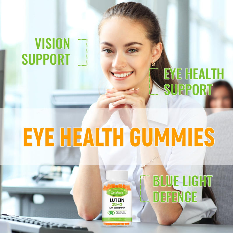 Lutein Gummies 25mg - Eye Vitamins Lutein & Zeaxanthin Eye Health Supplements for Adults,Sugar Free Eye Health Gummies Supplement - Support Vision,Macular,Blue Light Filtering (60 Count) 60 Count (Pack of 1)