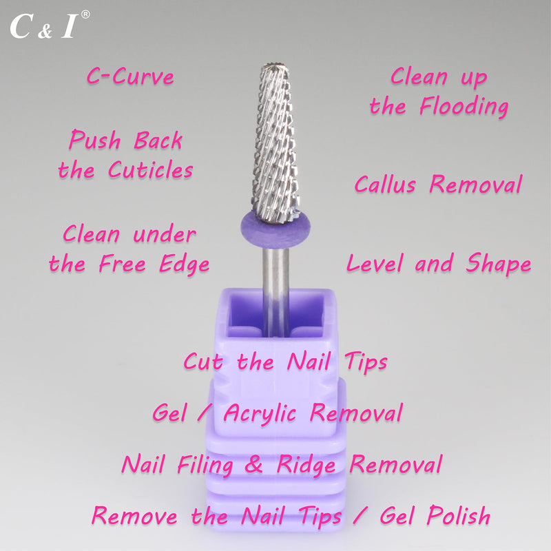 C & I Nail Drill Bit Multi-function E File Super Slim Tapered Crossed File Professional Manicure Tool for Nail Tech Remove Acrylic Nails & Nail Gel, Clean Cuticle & Dry Sidewall Skin, Cut False Nails - BeesActive Australia