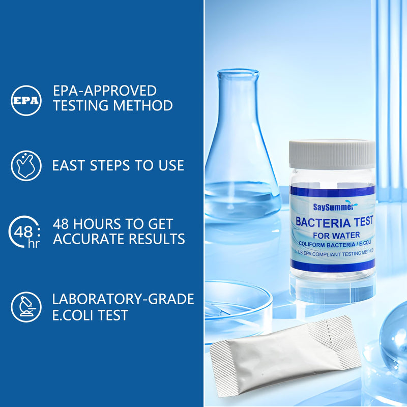 Drinking Water Bacteria Test Kit: 4 Tests Detecting Coliform E coli Bacteria - at Home Well Water Testing Kits for Drinking Water Pool Hot Tub Aquarium and More