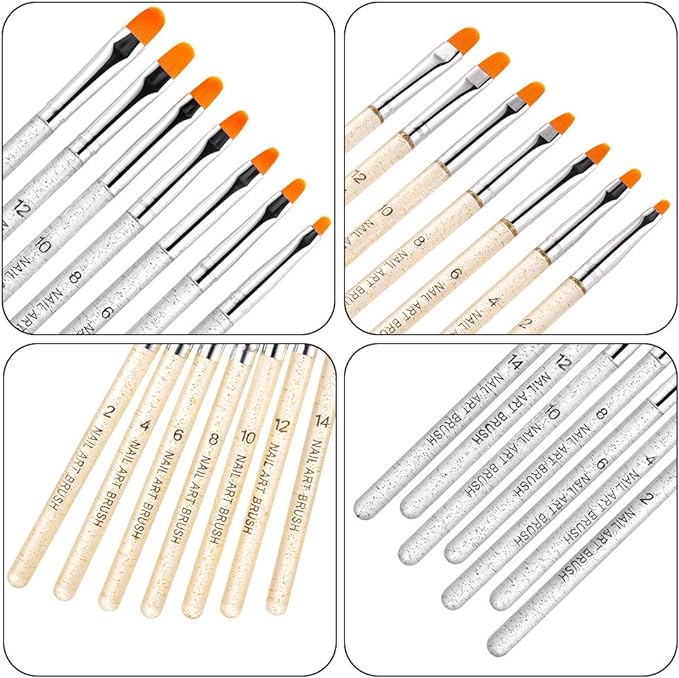 YFFSFDC 14pcs Round Brush Nail Art Brush Nail Brush Gel Brush Nail Supplies for French Nail Gel Nail Nail Acrylic - BeesActive Australia