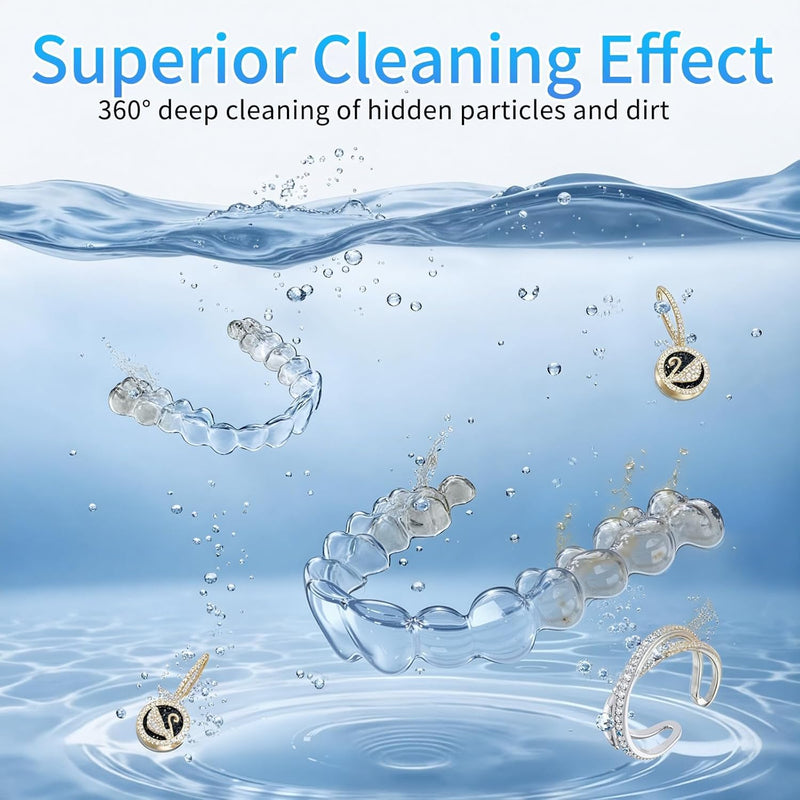 Ultrasonic Retainer Cleaner Machine, 42kHz Dental Cleaning Pod for Dentures, Braces, Mouth Guards, Night Guard, Toothbrush Heads, Jewelry, Aligner White - BeesActive Australia