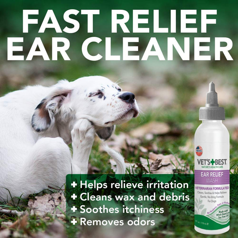 Vet's Best Dog Ear Cleaner Kit | Multi-Symptom Ear Relief | Wash & Dry Treatment | Alcohol-free, 4-oz bottle 4 oz Ear Relief Wash & Dry Kit - BeesActive Australia