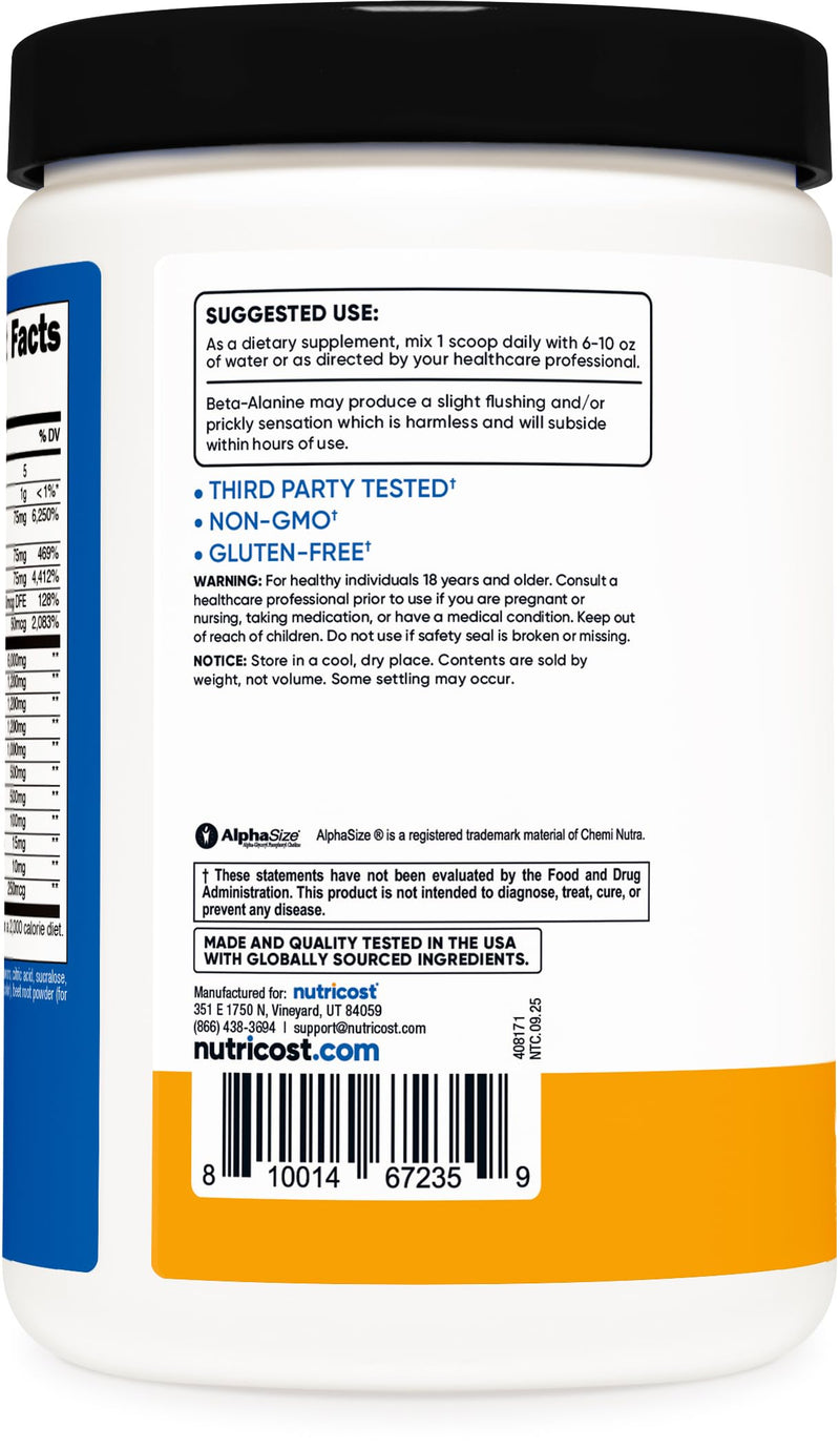 Nutricost Stim-Free Pre-Workout (Peach Mango) 30 Servings, Caffeine Free | Stimulant Free, Gluten-Free, GMO-Free Peach Mango 15.6 Ounce (Pack of 1)