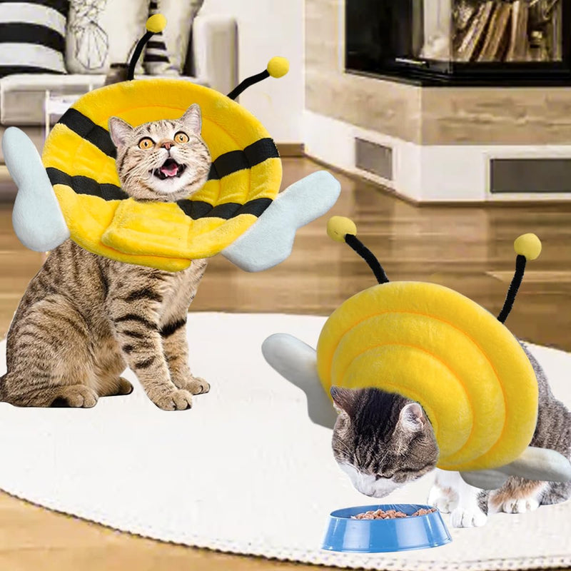 crazy bean Cat Neck Collar Soft Leak Protection Dog Protective Collar Cone Collars Adjustable for Pets Recovery Collar Yellow Bee, L - BeesActive Australia