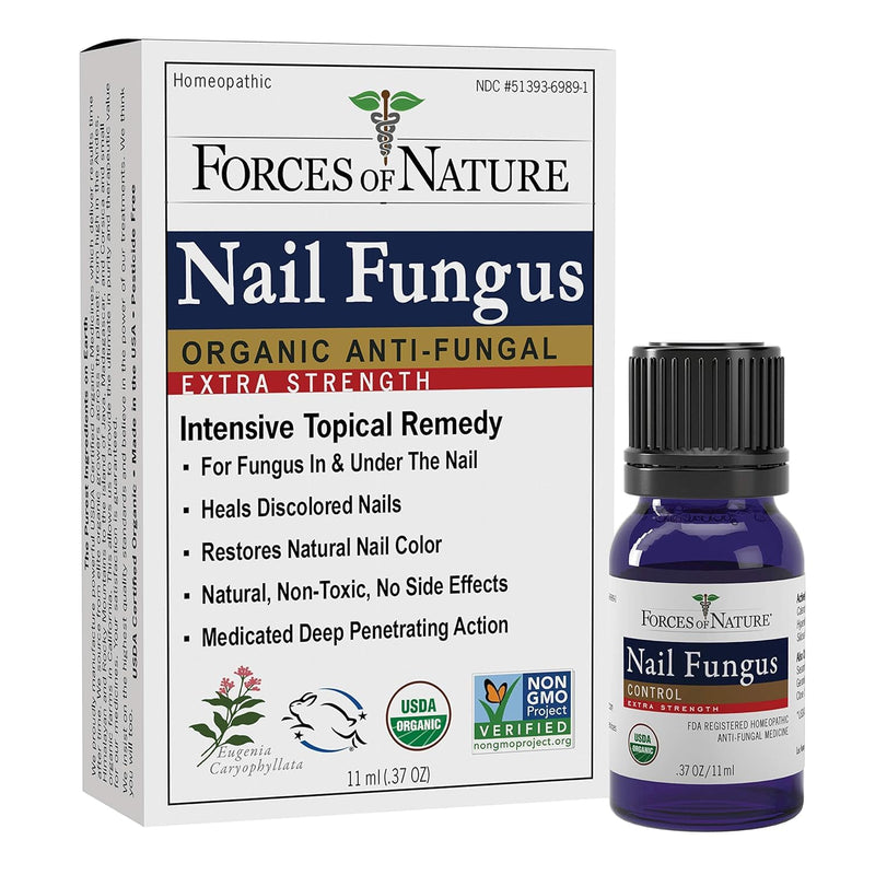 Forces of Nature Toenail Nail Fungus Treatment Extra Strength, Organic Antifungal Restores Appearance of Toenails and Fingernails, Homeopathic Medicine for Cracked, Dry and Damaged Nails, 11ml (0.37 fl oz) 0.37 Fl Oz (Pack of 1)