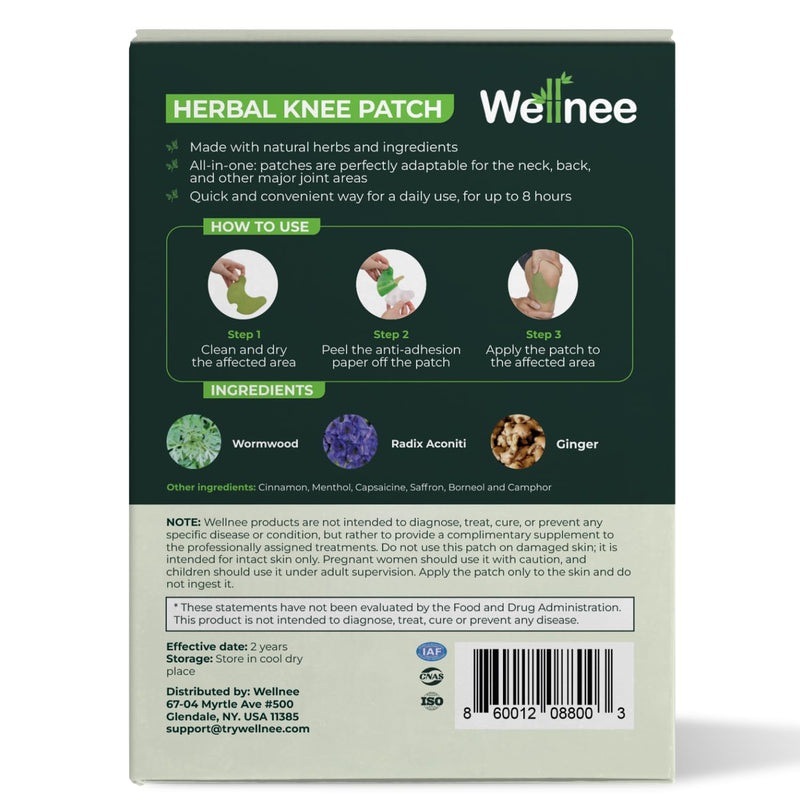 Original Herbal Knee Patch - Wellknee Plaster for Knee Support & Muscle Pain - Maximum Strength for a Temporary Relief - Adhesive Heat Patches Made with Natural Herbs for Wellness (10 Pads) 10 Pads (Pack of 1) - BeesActive Australia