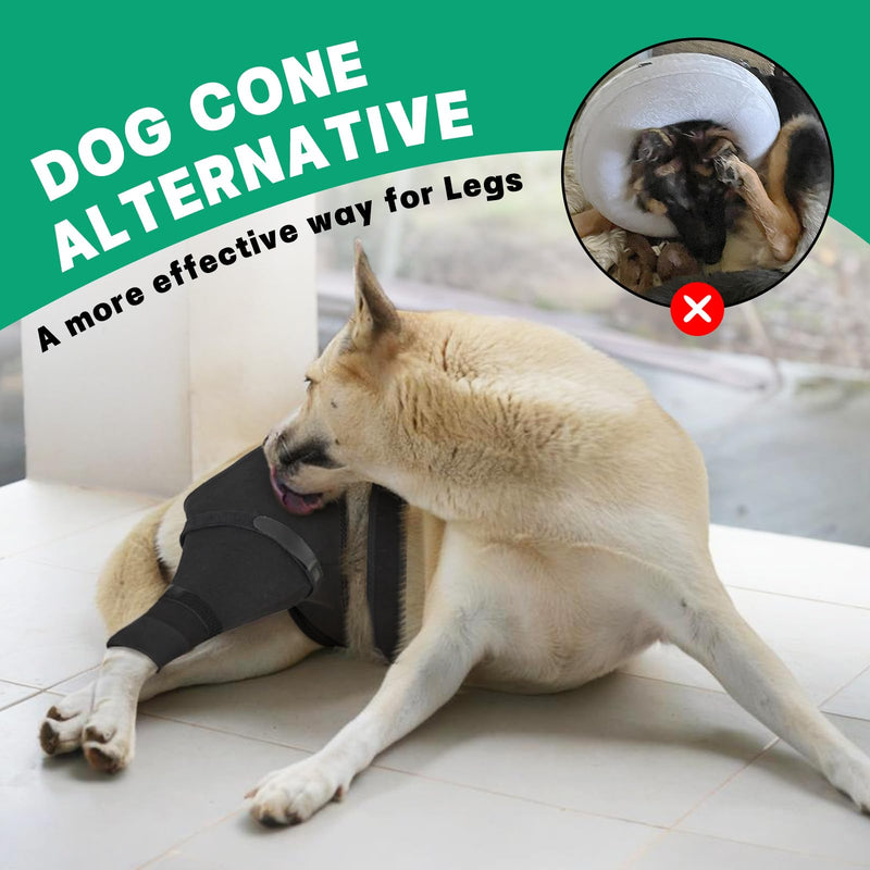 Dog Rear Leg Sleeve to Stop Licking, Hind Leg Protector for TPLO Recovery, ACL Surgery, Wounds or Skin Issues, Soft Breathable Cover for Large Medium Small Dogs Black Right,M
