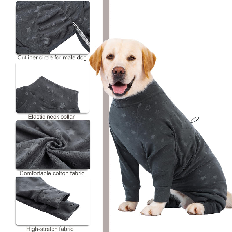 Dog Coats Autumn Winter Jumpsuit for Large Medium Dogs, Warmer Recovery Suit Polar Fleece Dog Bodysuit Lightweight Pajamas Pullover Stretchy Onesie Four-Legged Cold Weather Clothes(3XL, Grey) 3X-Large - BeesActive Australia