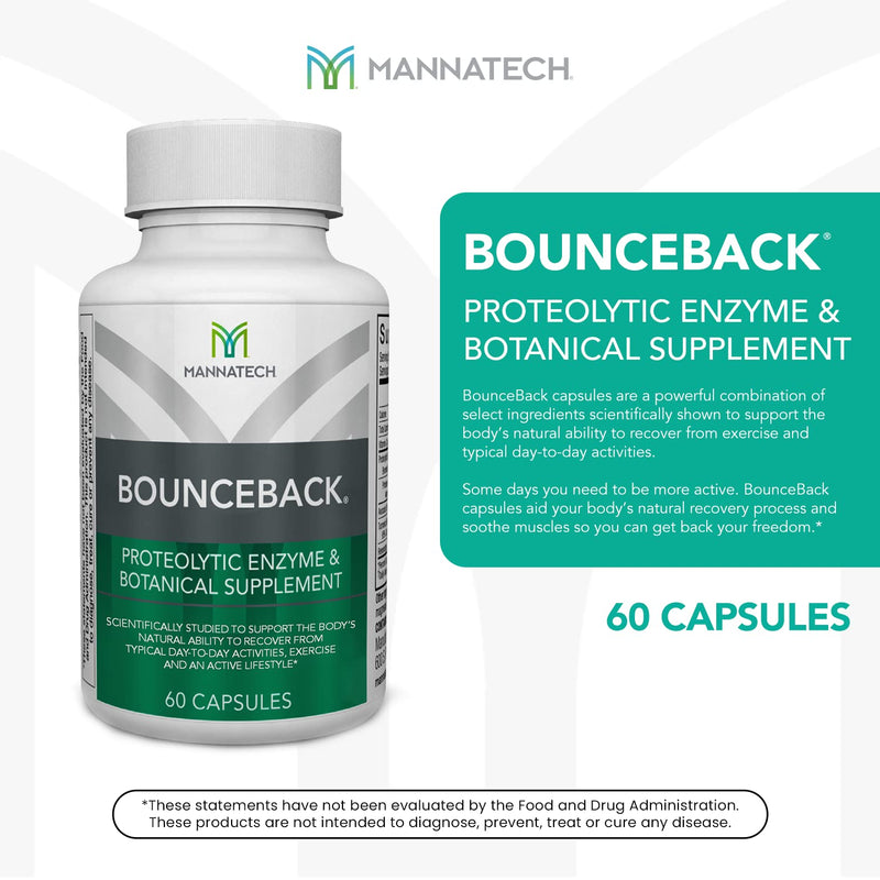 Mannatech - BounceBack® - Joint Support - 60 Capsules | Contains Proteolytic Enzyme Blend, Phytosterols, Turmeric Extract, Supports Cartilage Health, Daily Mobility Support