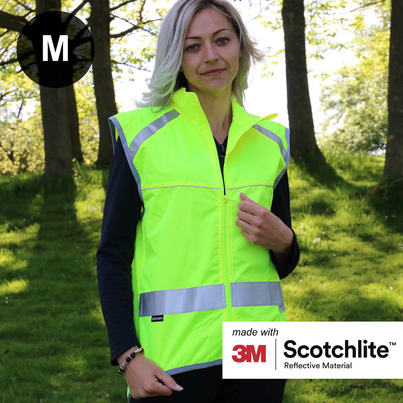 Salzmann High Visibility Cycling Vest | Reflective Cycling Gilet | Made with 3M Scotchlite Large Yellow