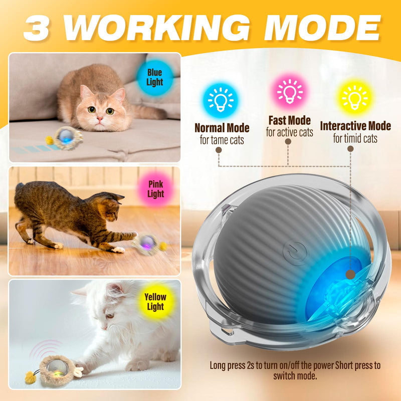Interactive Cat Toys Ball Rechargeable Smart Automatic Cat Toys for Indoor Cats Touch Activated Kitten Toy Cat Toys for Bored Indoor Adult Cats 2 Cat Toy Balls and A 28 Inch Play Mat - BeesActive Australia