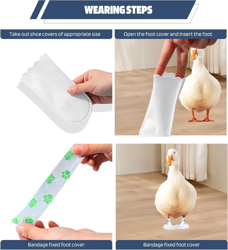 20 Pcs Disposable Booties for Duck Feet, Bumble Foot Wound Care Treatment for Real Duck Pet Duck Supplies with Green Bandage, Large Size - BeesActive Australia