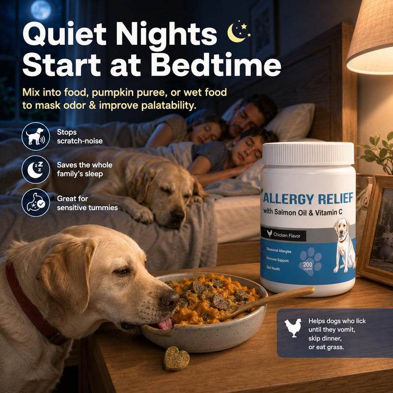 Dog Allergy Treats, Rx Replacement Weaning Companion Yeast & Skin Relief Rapid Action High Palatability Chicken 200 Chews