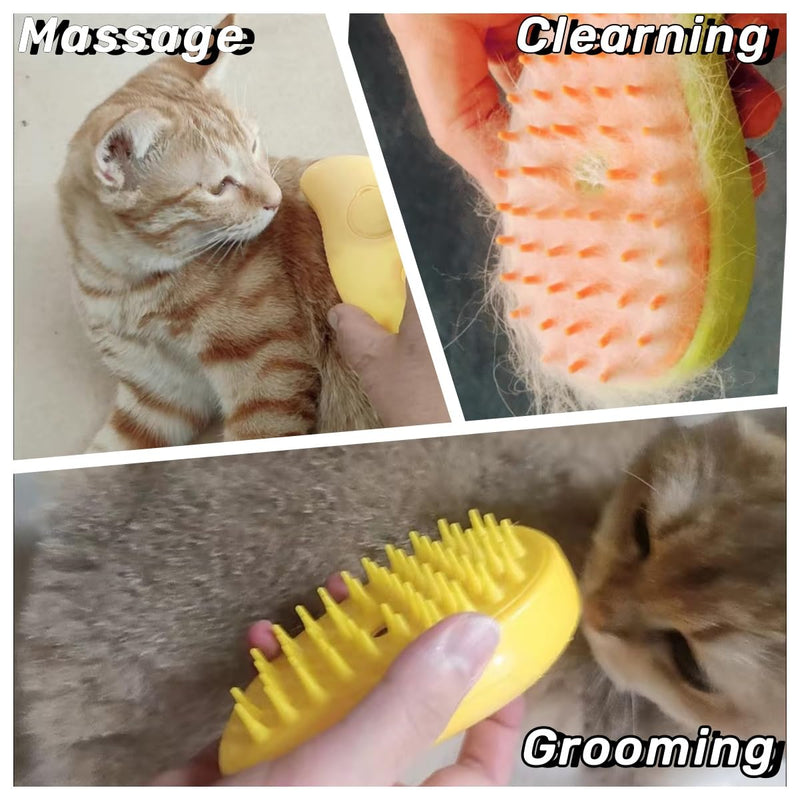 Pet Steam Brush, Pet Hair Removal Brush for Small Dog and Cats, Pet Cleaning Brush, Pet Massage Brush, Cat Hair Remover Brush - BeesActive Australia
