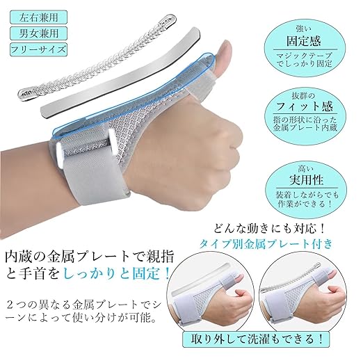 Wrist Thumb Supporter, Thumb Base Supporter, Mesh Material, Breathable, Fixed Metal Plate + Elastic Metal Plate, One Size Fits Most, 1 Piece, For Left and Right Use -  Australia