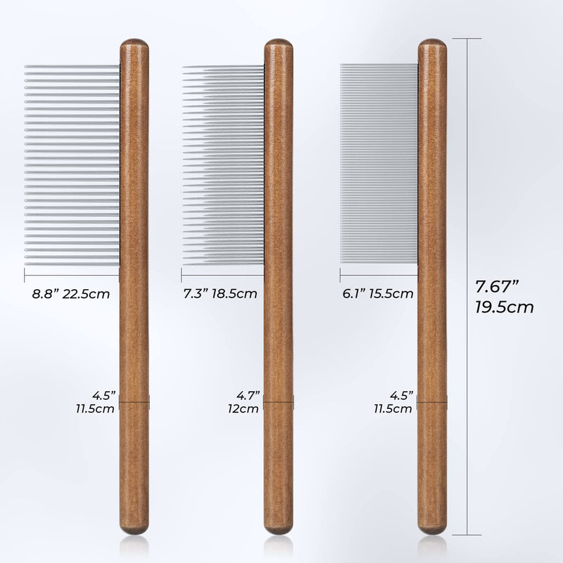 MAEXUS Cat Comb, Solid Wood Pet Comb for Cats, Flea Comb Rabbit Hair Comb, Remove Jumping Comb 3pcs - BeesActive Australia