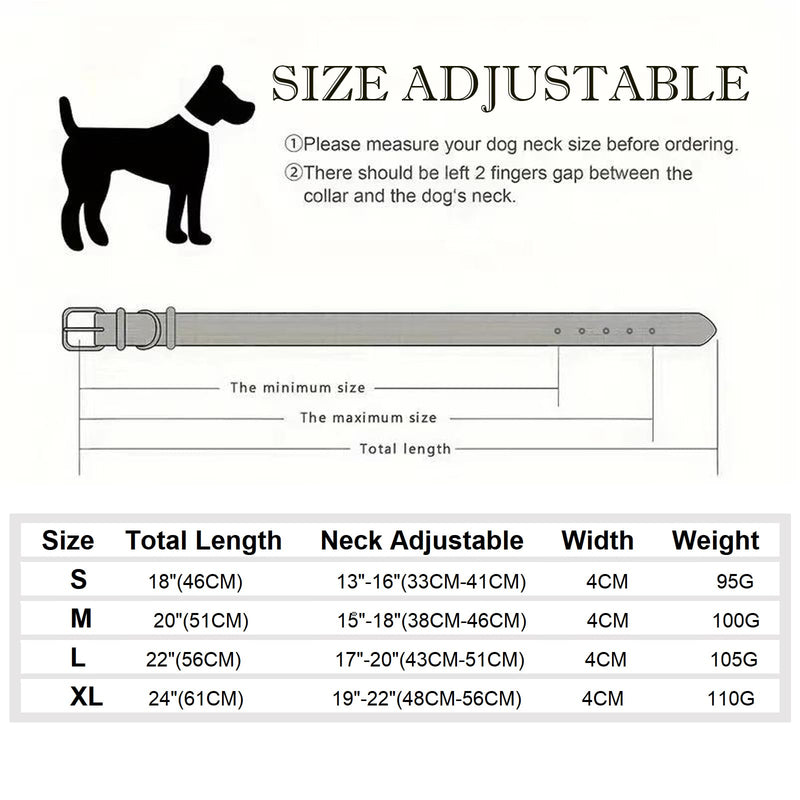 Spiked Dog Collar -Adjustable PU Leather Pet Collar for Small Medium Large Dogs Gift for Boys Girls Dog Black-L - BeesActive Australia