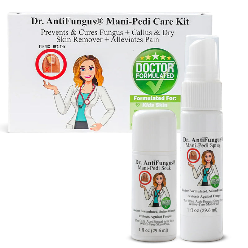Dr. Antifungus - Mani-Pedi Nail Care Set - Includes Nail Defense Soak & Spray with 1% Tolnaftate - Protect, Cleanse, Dry Skin & Callus Remover - Nail & Cuticle Treatment for Kids and Adults - BeesActive Australia