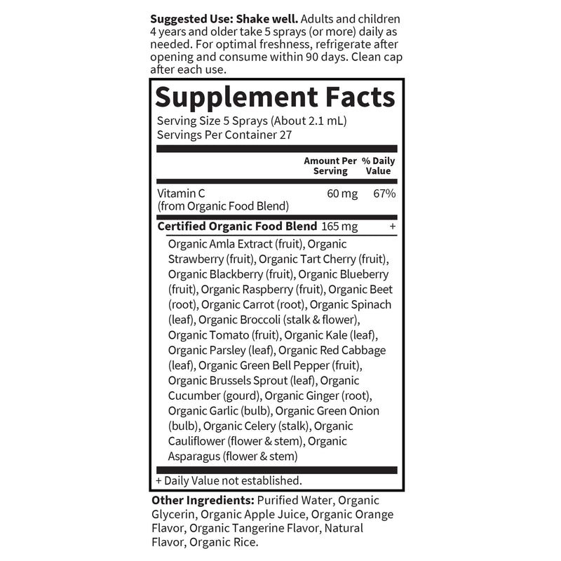 Garden of Life Organics Vitamin C Spray for Kids and Adults - Orange Tangerine,Vitamin C Supplement,Antioxidant for Immune Support and Skin Health,2 fl oz Liquid Drops,(Pack of 2) Orange-Tangerine 2 Fl Oz (Pack of 2)