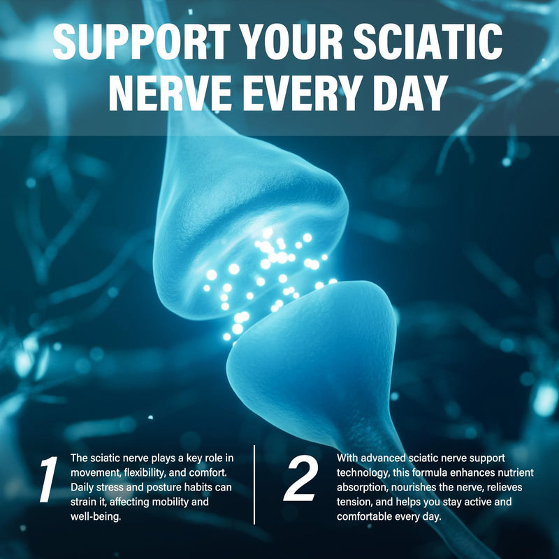 Sciatic Nerve Health Support Supplement, 120 Advanced Vegan Capsules | with R-ALA and Benfotiamine, Vitamin B Complex Formula for Lower Back Leg and Glute Comfort, Non-GMO