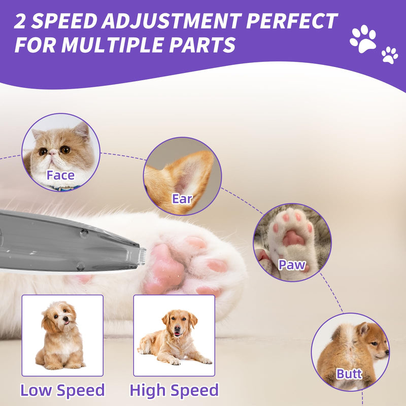 SmartTail Dog Paw Clippers, Corldless Paw Trimmer for Grooming with Vacuum Suction,Dog Clippers for Face, Eyes, Ears and Paws with Hair Storage Bin,LED Light,2-Speed Rechargeable Pet Shaver Clippers - BeesActive Australia