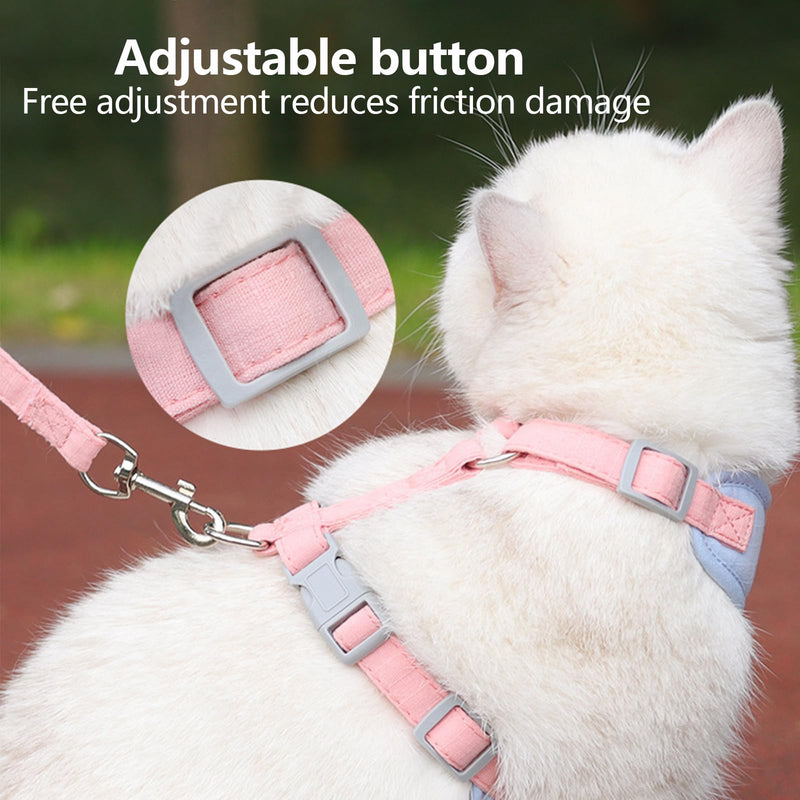 Cat Harness, Cat Harness with Lead, Escape-Proof, Adjustable Chest Harness, Cat Lead, Blue Cat Lead with Harness for Cats, Puppy Cat Harness, Cat Harness (M) - BeesActive Australia