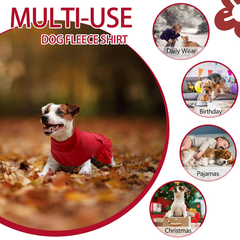 Small Dog Fleece Shirt Turtleneck Dog Sweater Vest, Dog Winter Fall Clothes Dog Sweatshirt with D Ring, Warm Dog Fleece Dresses Pet Pullover Puppy Jacket, Dog Cold Weather Coat Pet Apparel Red Large - BeesActive Australia