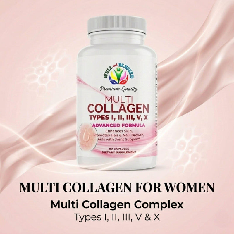 Multi Premium Collagen Supplements for Women with Vitamin C, E -Tighten Skin, Reduce Wrinkles, Strong Nails, Joints & Hair Growth - Anti Aging Skin Care Supplements for Women -90 Capsules Unflavored