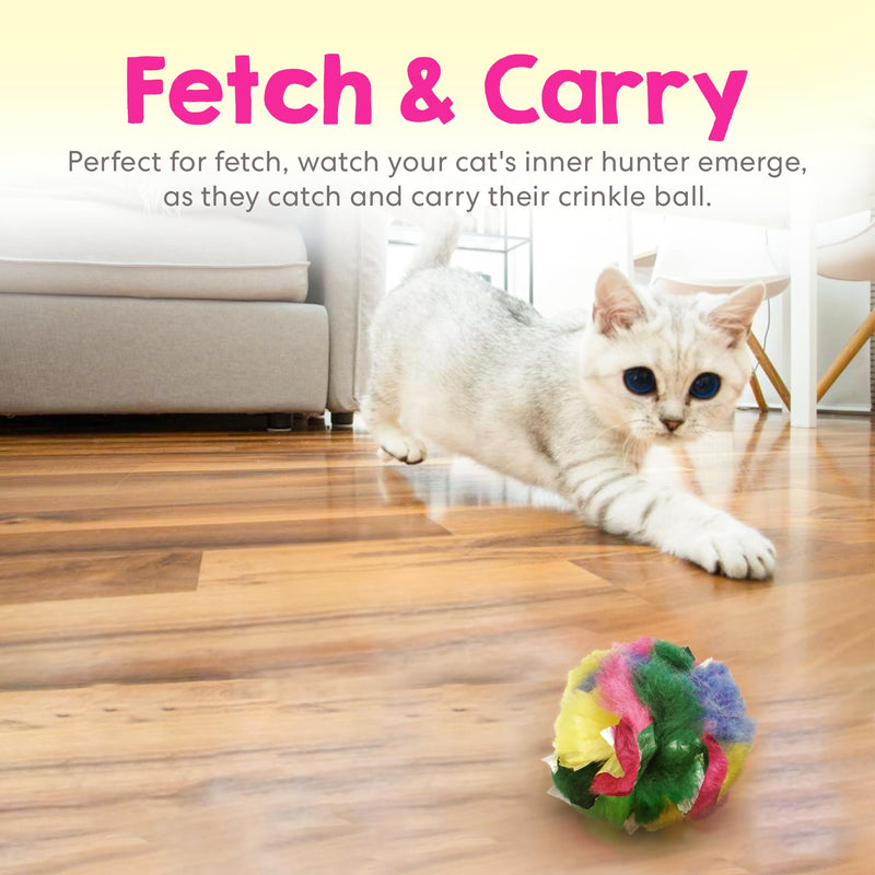 Cat Crinkle Balls 1.5 Inch (4-Pack) - Mini Crinkle Cat Toys for Indoor Cats - Multi-Color Crinkle Cat Toy - Cat Toys Crinkle Balls to Keep Fit and Active - Canadian-Made Crinkle Balls for Cats 4 Pack - BeesActive Australia