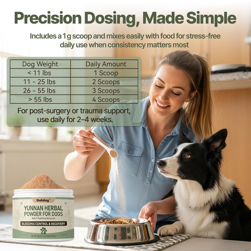Yunnan Sanqi Powder for Dogs, Natural Herbal Blood Support for Hemangiosarcoma, Hemoabdomen, Pericardial Effusion, Ulcer-Related Bleeding, Bloody Stools, Recovery Support, Quick Stop Bleeding for Dog