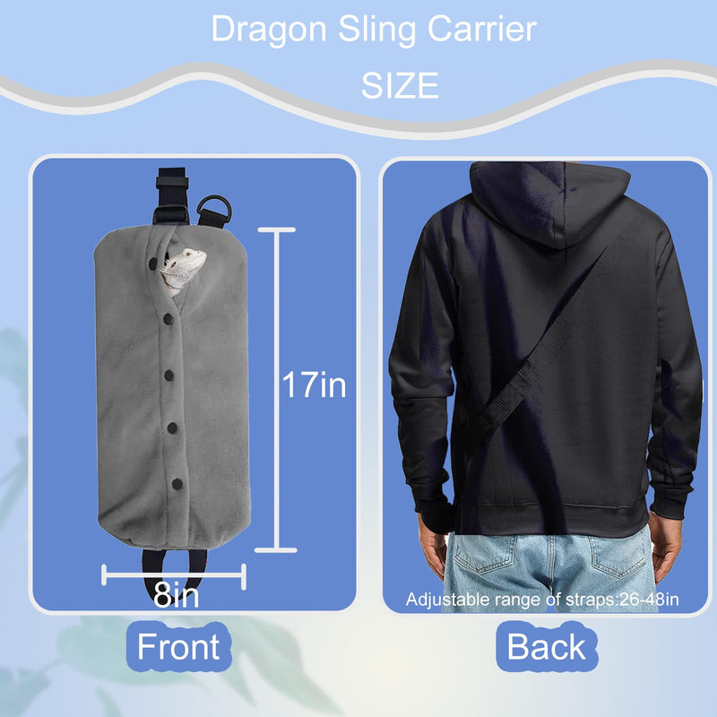 Bearded Dragon Carrier Set, Reptile Carrier Kit Includes Bearded Dragon Leash and Carrier, Shark Costume, Bearded Dragon Harness Vest with Costume for Small Pets Travel Gray