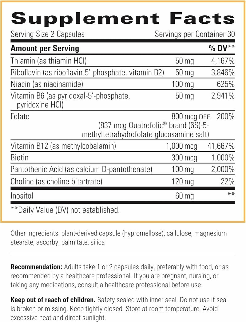 Integrative Therapeutics Active B-Complex -Cellular Energy & Heart Health Support with Vitamins B2, B6 & B12* - Supports Nervous & Immune Systems - Third-Party Tested - 120 Capsules (60 Servings) 60 Count (Pack of 2)