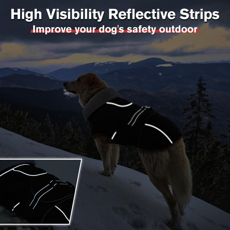 Lelepet Warm Dog Coat Reflective Dog Fleece Vest Waterproof Dog Jacket Windproof Dog Winter Coat Dog Cold Weather Coats with Adjustable Buckle XLarge Dog Coat Dog Snowsuit Dog Coat for Large Dogs， XL Black - BeesActive Australia