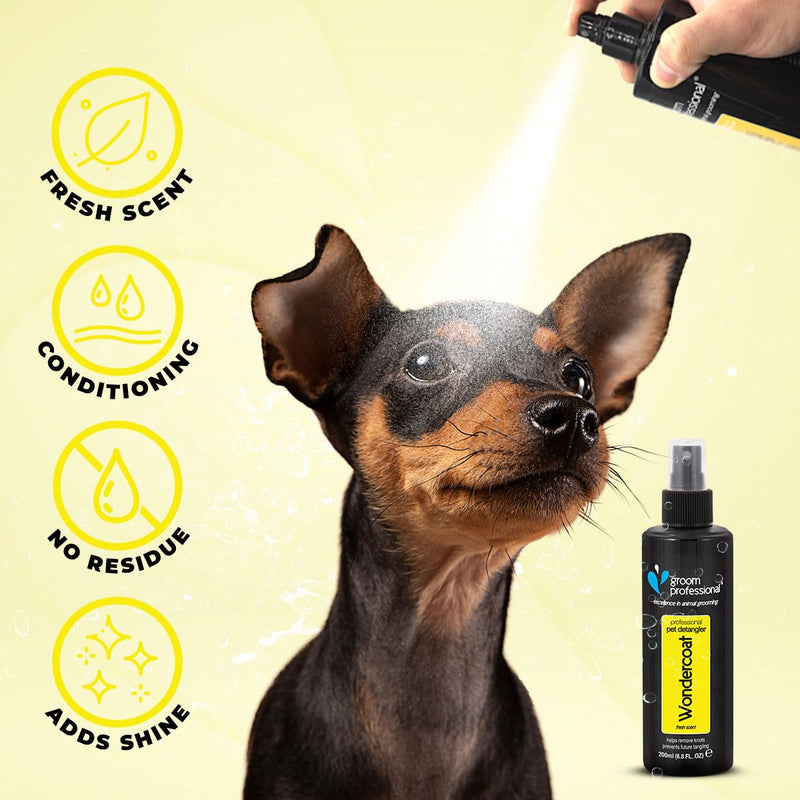Groom Professional Wondercoat Dog Spray - Coat Care and Detangling Spray for Dogs - Helps to Remove Tangles - Nourishes Coat & Skin - Suitable for All Types of Coat, 200ml 200ml (Pack of 1) - BeesActive Australia