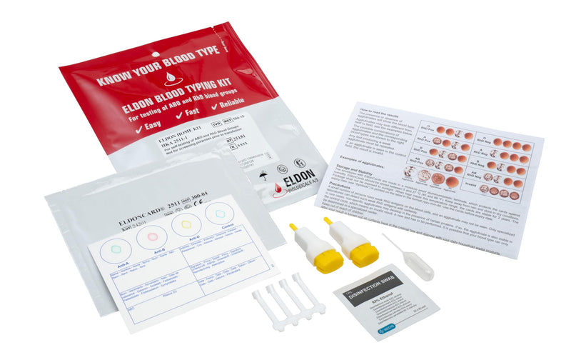 Eldoncard Blood Typing Kit, 2 Test Pack, Know Your Blood Type, Accurate Instant Home Testing, Determine A, O, B, RHS-D Negative & Positive Groups, Home Health Tests, Complete Health Testing Kit