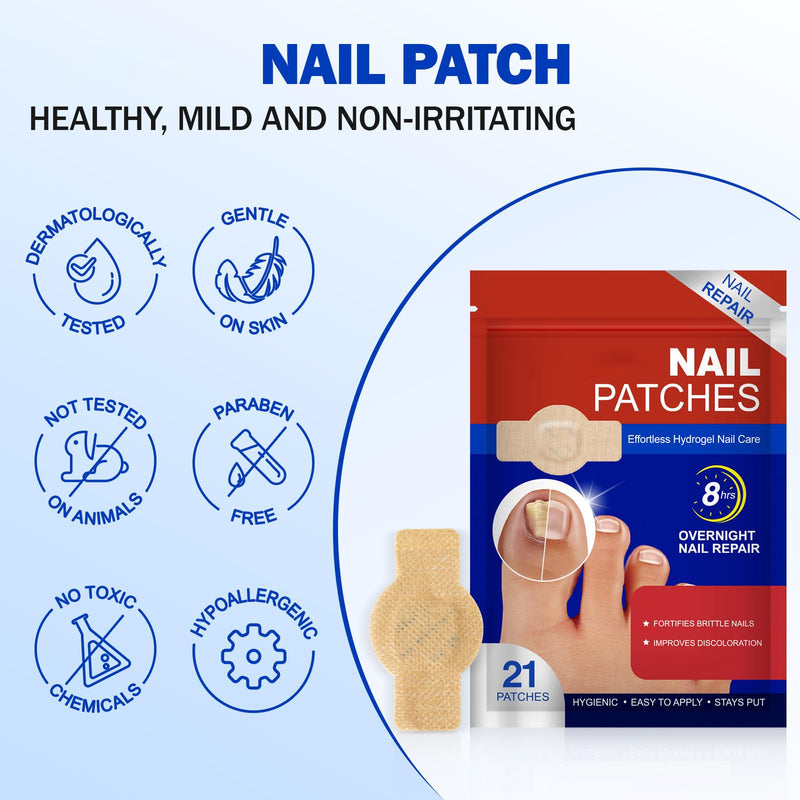 Nail Patches for Toenails & Fingernails – 63Pcs Parches para uñas con hongos, 8-Hour Fungus Nail Care Repair Stickers for Damaged Nails, for Extra Strengthening, Safe for Sensitive Skin