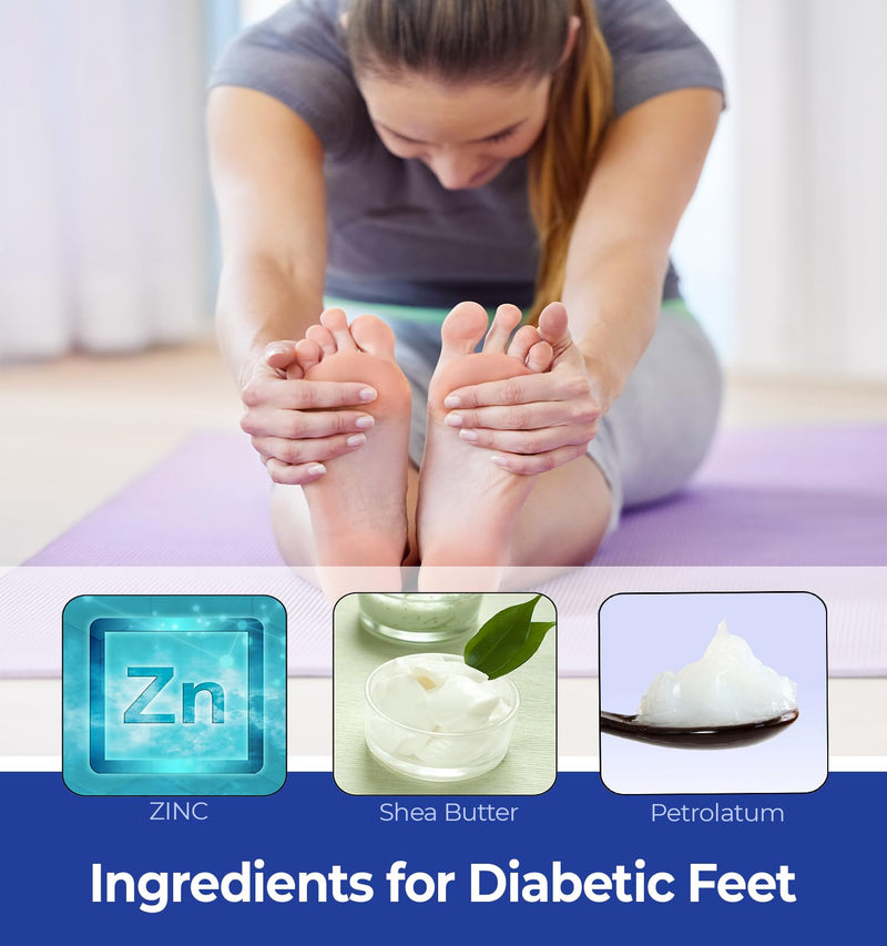 Diabetic Foot Cream. Clinically Proven Ingredients and ZINC Relieve Dry, Cracked, Callused Feet and Hands. Soothes Pain and Burning. Shea Butter moisturizes. Fast-Acting, Long-Lasting. 4.4 oz. - BeesActive Australia