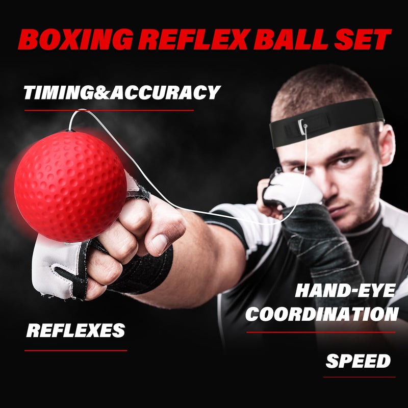 Skylety 10 Pcs Boxing Reflex Ball Headband Set Includes 8 Different React Reflex Ball and 2 Adjustable Headbands for Beginner Proficiency Improvement Fight Skill Hand Eye Coordination Training - BeesActive Australia