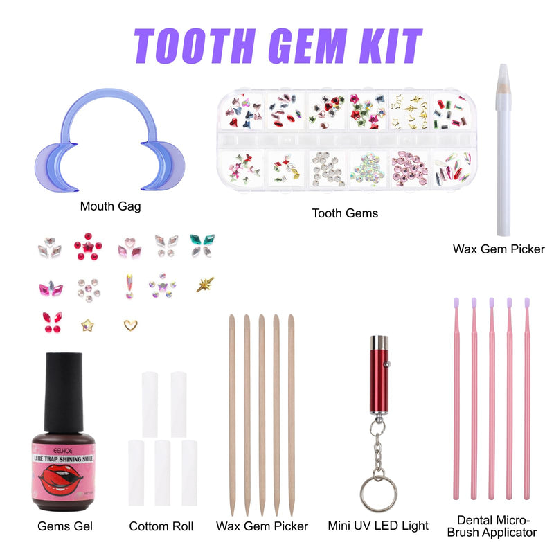Tooth Gem Kit,Teeth Jewelry Kit with Glue and Light,Tooth Gems Kit for Teeth,Professional DIY Tooth Gem Kit,Fashionable Crystal for Teeth Sweet Smile Gems - BeesActive Australia