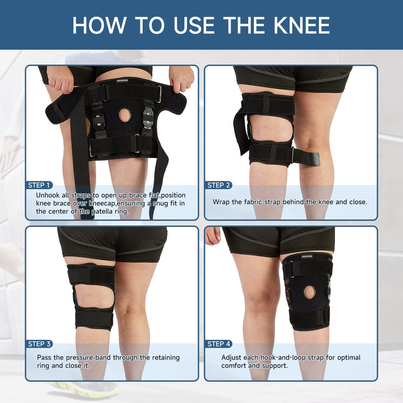 Plus Size Knee Brace XL-8XL,Stable Support of The Decompression Knee, Effective Relief of ACL, Arthritis, Meniscus Tear, Adjustable Compression Band, Suitable for Men and Women (3XL-4XL) 3XL-4XL Black