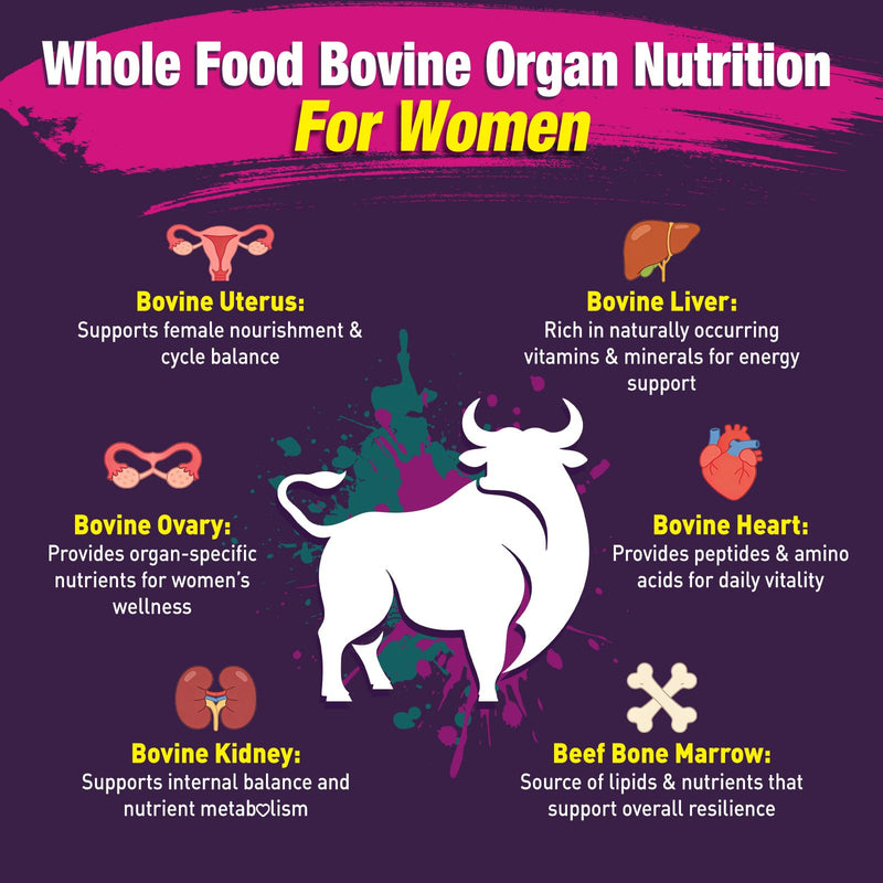 duwhot Beef Organ Supplement for Women, 90 Capsules | 10 in 1 Complex with Beef Liver, Uterus, Kidney, Heart, Support Energy & Monthly Balance, Grass Fed, Pasture Raised